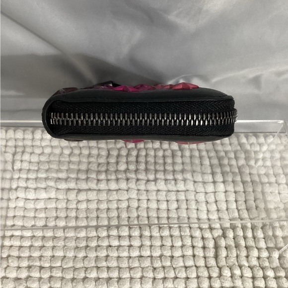 Jimmy Choo RARE Pink Star Studded Long Zippy Black Leather Wallet Clutch - Picture 7 of 15